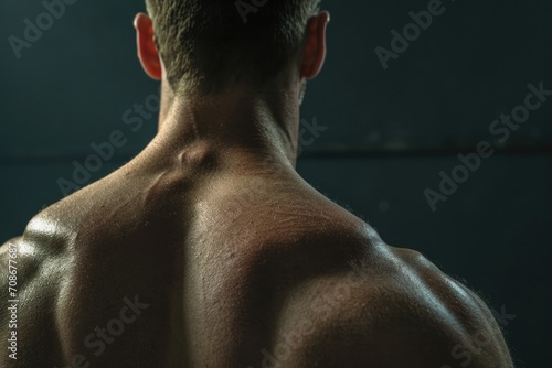 A picture of a man's back without a shirt. Suitable for various uses