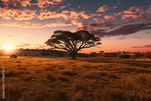 a sunrise on the Kenyan savanna, reflecting on the renewal of life and the interconnectedness of the ecosystem