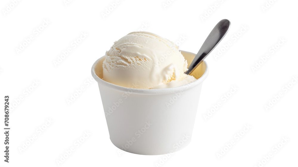 isolated Ice cream scoop on white blank empty paper cup bowl on white background cutout isolated Ice cream scoop on white blank empty paper cup bowl on white background cutout