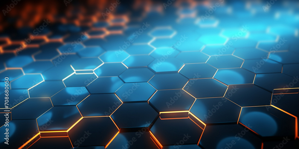 Mesh network, Metallic hexagon material background.