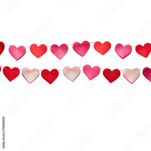 Row of Red and Pink Hearts