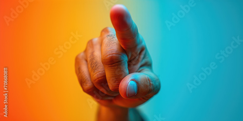 Eine Hand mit ausgestrecktem Zeigefinger