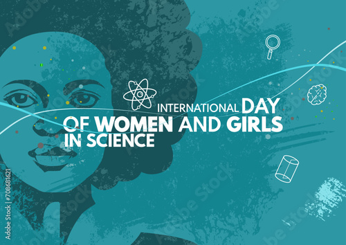 International day of Women and Girls in science - vector illustration banner