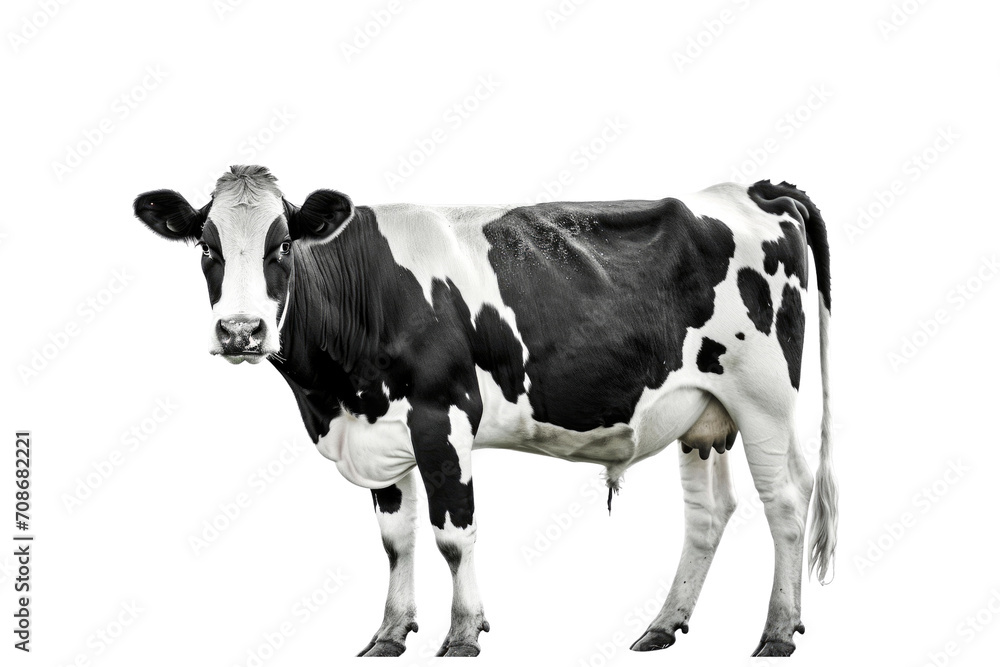 Upright black and white cow isolated on white background Upright black and white cow isolated on white background