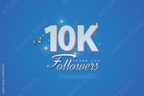 11000 followers card light Blue 10K celebration on Blue background, Thank you followers, 11K online Social media achievement poster,