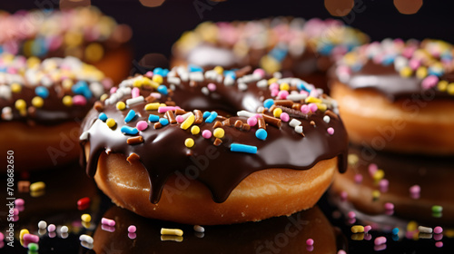 sweet donuts filled with melted chocolate