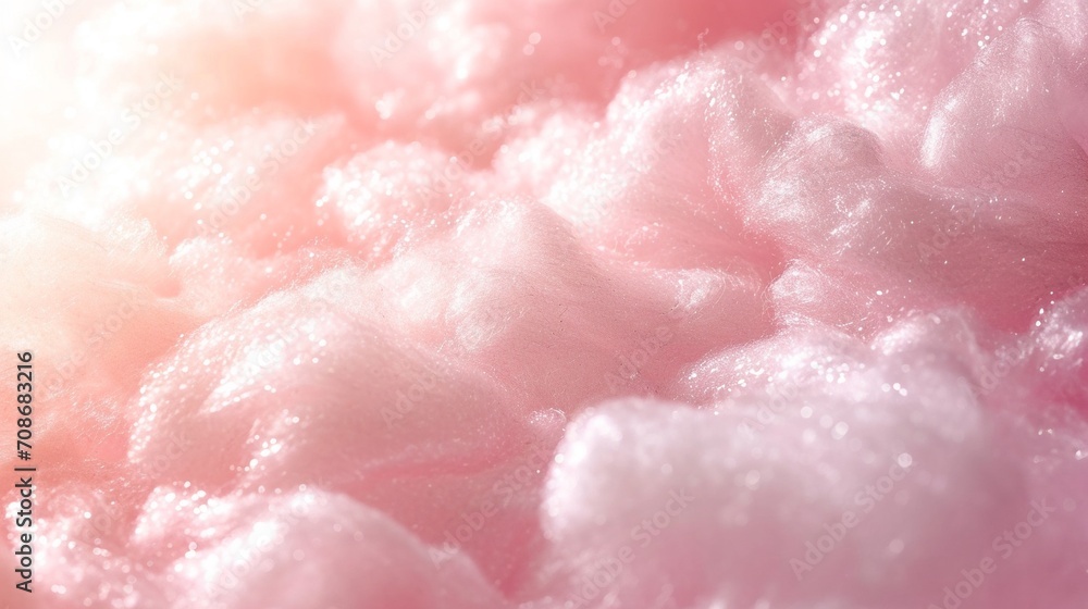 Fototapeta premium Texture of cotton candy, closeup, shiny celebration silky fluffy texture pastel color backgrounds.