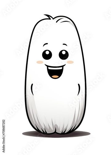 Illustration of a Cute White Ghost Cartoon Character on White Background