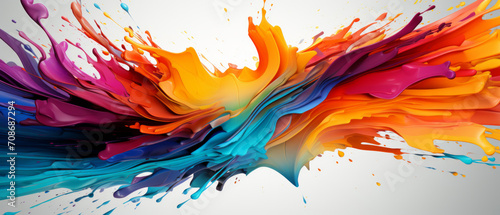 Bright and lively abstract illustration with splatters and blobs of colorful ink. photo