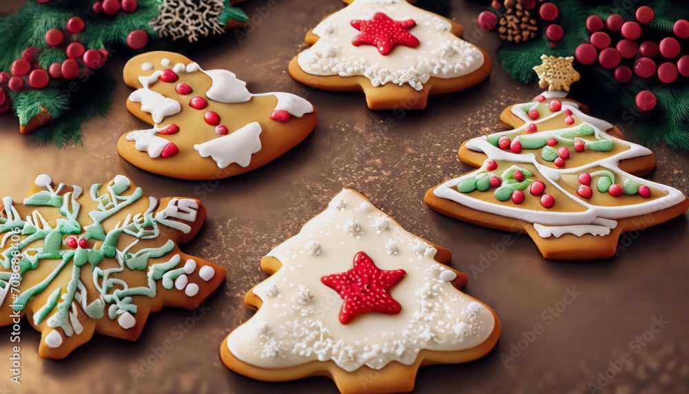 Christmas decorated gingerbread 