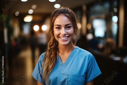 Portrait of a smiling young female nurse photo