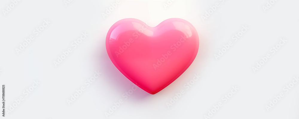 Pink heart isolated on white background Valentines Day concept illustration 3D Rendering