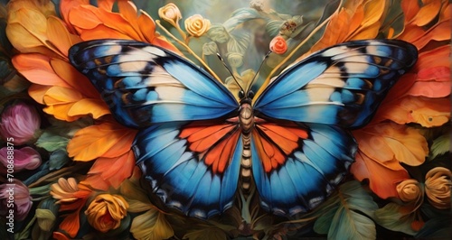 Delve into the intricate patterns and vibrant colors of a butterfly s wing. Bring to life the silent poetry written in the delicate scales - Generative AI