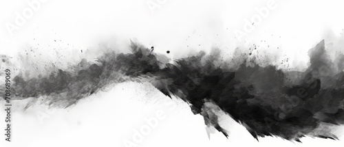 Monochrome abstract painting showcasing a fusion of sharp marks and soft blurs, creating a striking contrast. T photo