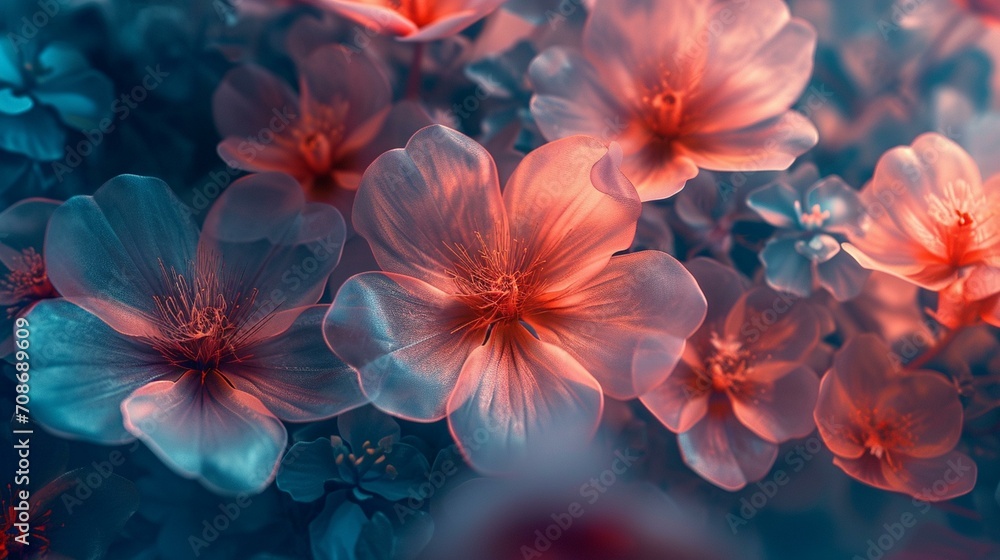 Whimsical and fantasy-inspired flowers with surreal colors, forming a magical and otherworldly floral background for imaginative designs. [Fantasy flowers floral background for the