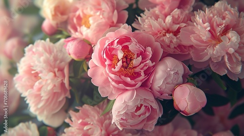 Wallpaper Mural Exquisite peonies in full bloom, offering a lush and romantic floral background for elegant and luxurious designs. [Peonies bloom floral background for the designer's work] Torontodigital.ca