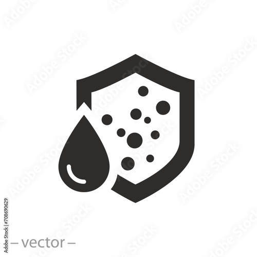 repellent surface icon, proof for water with dust, moisture resistant property, flat symbol - vector illustration
