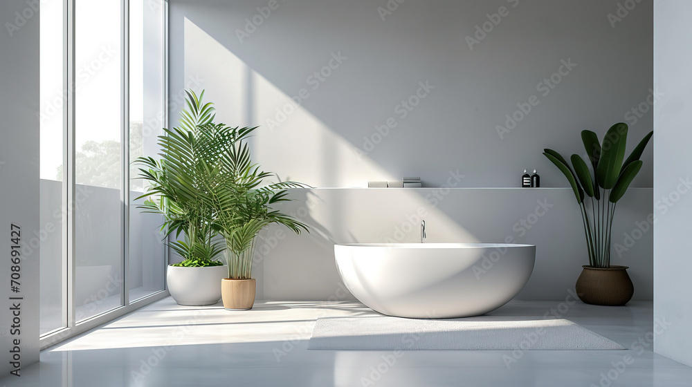 The bathroom banner with soft lighting in bright colors is an ideal place for relaxation and comfort. It is made in delicate and light shades, creating an atmosphere of calm and relaxation.