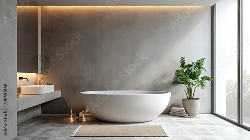 The bathroom banner with soft lighting in bright colors is an ideal place for relaxation and comfort. It is made in delicate and light shades  creating an atmosphere of calm and relaxation.  