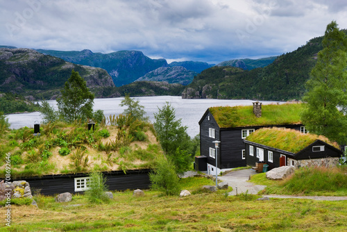 Wooden houses at Preikestol...