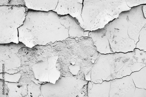 A black and white photo of a cracked wall. Suitable for use in architecture, construction, or urban decay themes