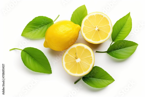 lemon with leaf isolated on white background