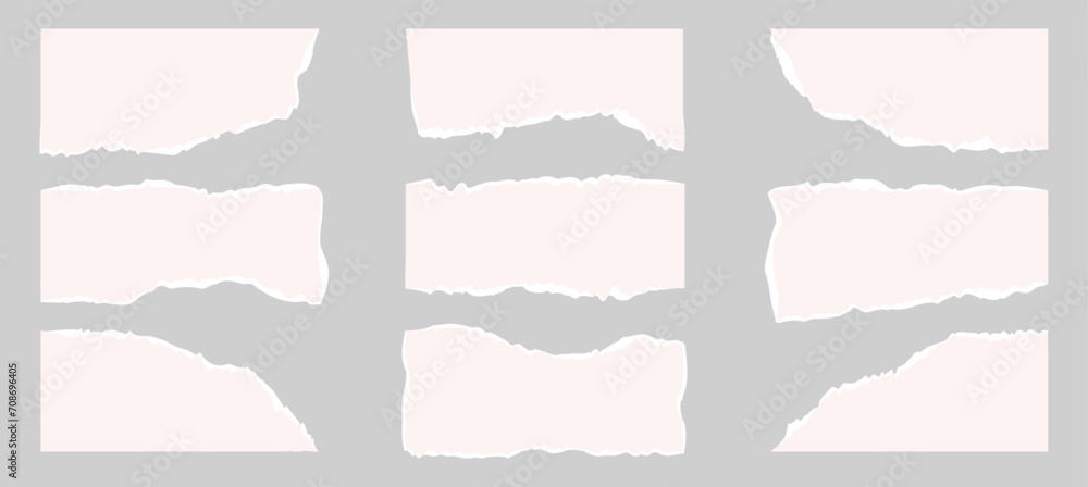 Set of jagged rectangle, torn paper banners vector illustration	