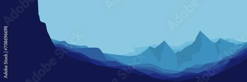 nature scenic mountain summer sunset landscape vector illustration design for wallpaper design, design template, background template, and tourism design template
