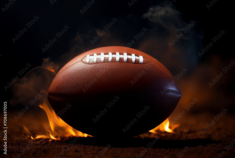 Dramatic close up of an American football ball surrounded by smoke Dramatic close up of an American football ball surrounded by smoke
