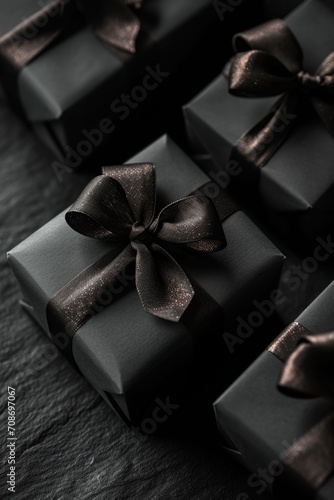 A close up view of a bunch of wrapped presents. Perfect for use in holiday or birthday themed projects