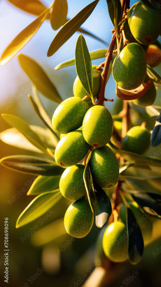Fresh Olives Hanging on Tree Branches, AI generated Fresh Olives Hanging on Tree Branches, AI generated