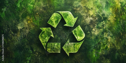 Recycle symbol in green grunge background