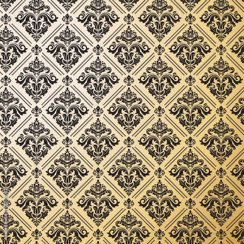 Damask Seamless Pattern. Elegant Outline Design in Royal Baroque