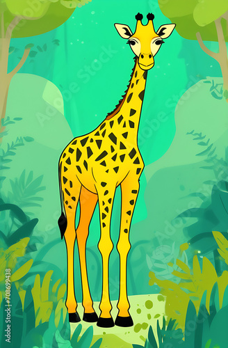 giraffe in Africa  against the background of the jungle illustration  abstract