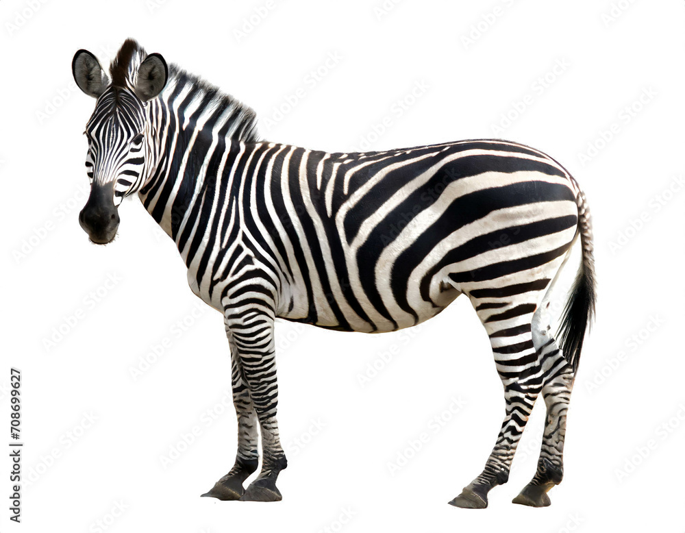 Fototapeta premium Zebra isolated on white background, cutout