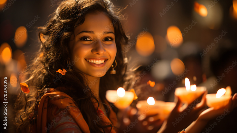 portrayal of the Indian crowd filled with joy as they come together to celebrate Diwali. Generative AI portrayal of the Indian crowd filled with joy as they come together to celebrate Diwali. Generative AI