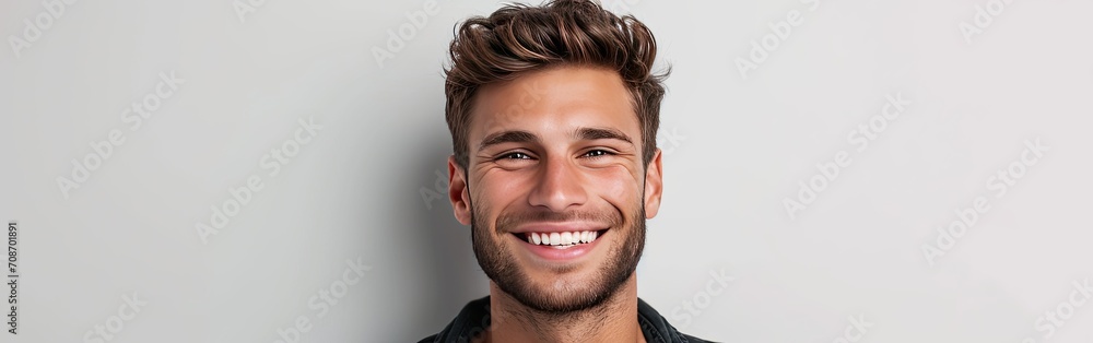 Handsome young smiling man white background