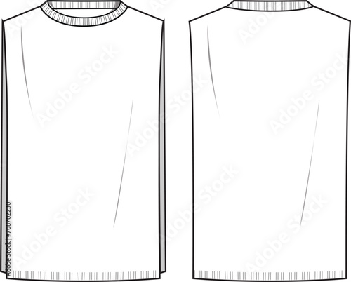 Women's Side Split Knit Vest. Vest technical fashion illustration. Flat apparel vest template front and back, white colour. Women's CAD mock-up.