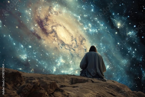 Jesus as a celestial astronomer Gazing upon divine galaxies