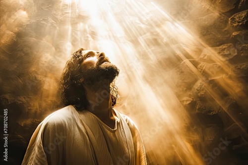 Jesus as a celestial healer Emitting a divine aura of healing photo