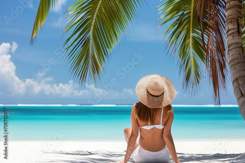 Lifestyle model enjoying a luxury vacation on a tropical beach © Jelena