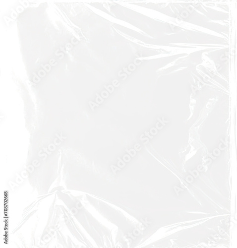 Plastic wrap texture overlay effect. Polyethylene packaging for vinyl or cd cover. Shrink crumpled plastic sleeve, vector mockup illustration.