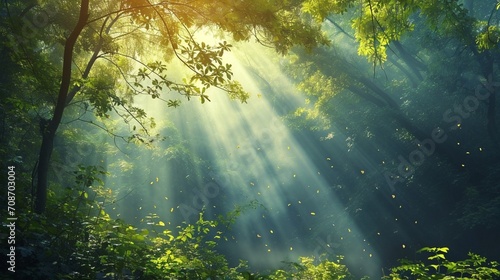 the rousing of nature with the initial sunbeams, breathing life into the world at the break of day photo