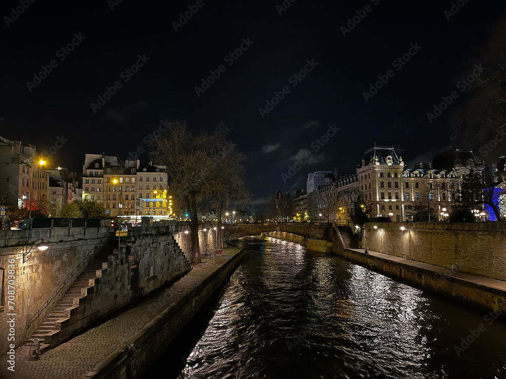 River Seine in Paris, at night