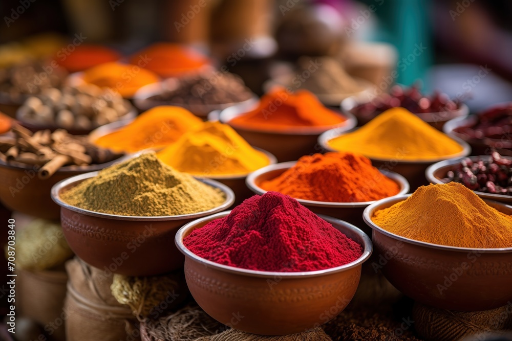 colorful herbs and spices in a traditional market