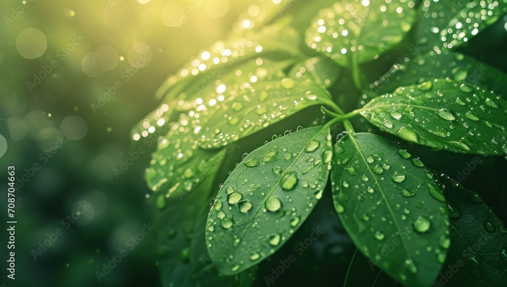 closeup natural green leaf with water drops, beautiful Background closeup natural green leaf with water drops, beautiful Background