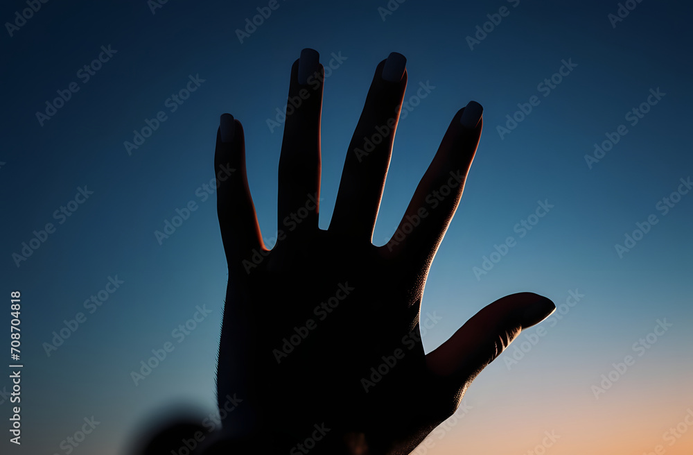 silhouette of hands against sky. 