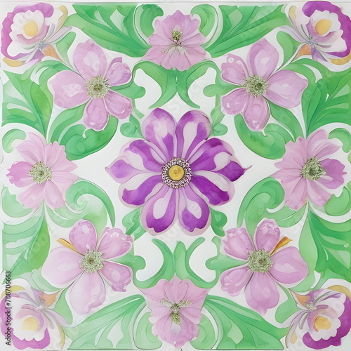 Blossom Mosaic: Vibrant Botanical Pattern Design