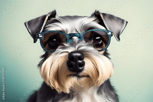 yorkshire dog in sunglass shade glasses isolated on solid pastel background