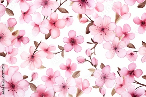 Floral pattern with small pink flowers. Watercolor style